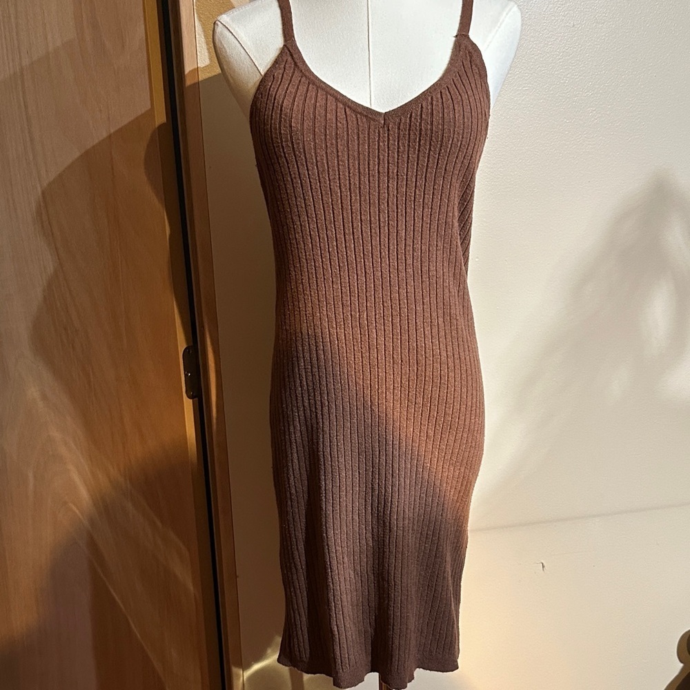 7 For All Mankind Brown Ribbed Dress